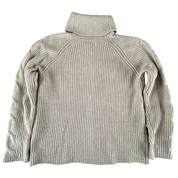Calvin Klein Cream Cable Knit Turtleneck Sweater S Chunky Cozy Rory Gilmore Y2K - Picture 4 of 11